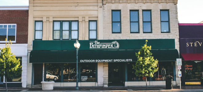 Storefront of The Pathfinder in Manhattan, KS