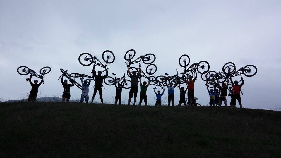 Bicyclists on the horizon